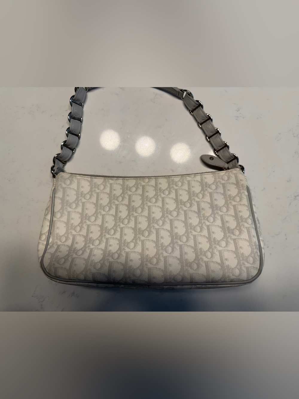 Vintage Dior Gray Monogram Shoulder Bag - Designer Style - Picture 2 of 8